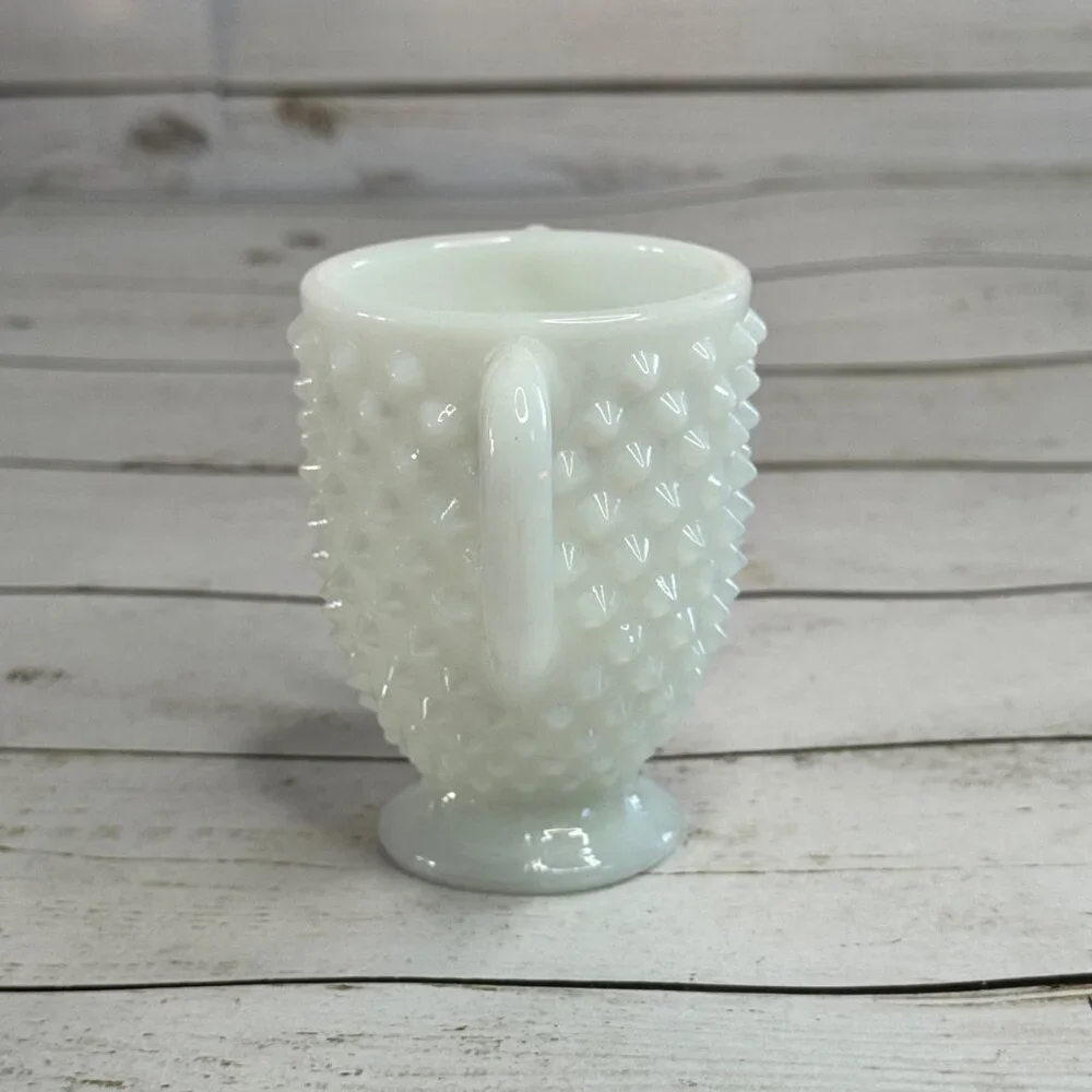 Vintage Fenton Milk Glass Hobnail Creamer & Sugar‎ Bowl Set White